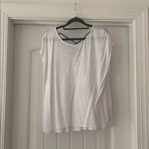Linen cotton blend white T